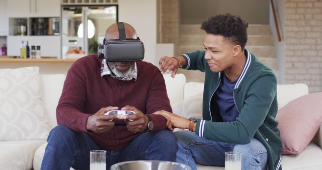 Father and Son Bonding with Virtual Reality at Home - Download Free Stock Images Pikwizard.com