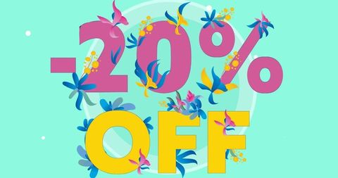 20% Off Floral Discount Graphic on Green Background