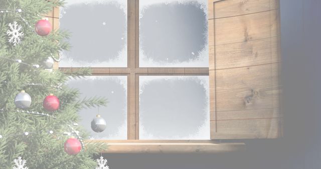 Snowy Winter Window with Christmas Decorations - Download Free Stock Images Pikwizard.com