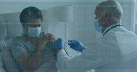 Doctor administering vaccine to patient in medical clinic