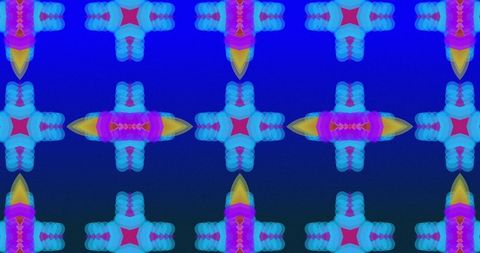 Vibrant kaleidoscope pattern on blue gradient background