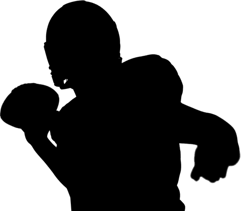 Transparent sporty football player holding ball action pose