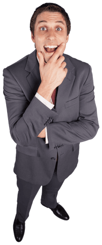 Transparent Businessman in Spotlight Pose Deep in Thought