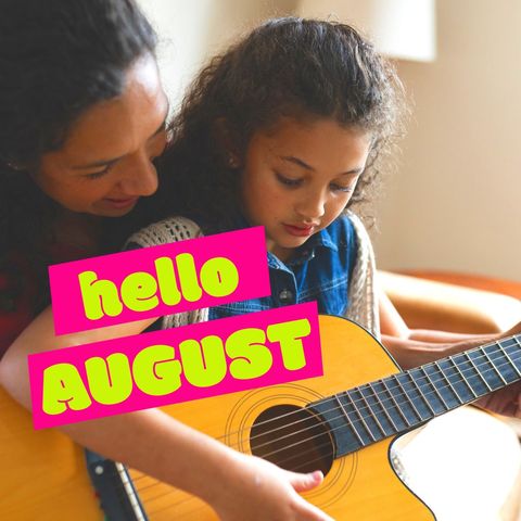 Mother and daughter bonding over guitar in august