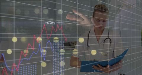 Healthcare professional analyzing data innovation