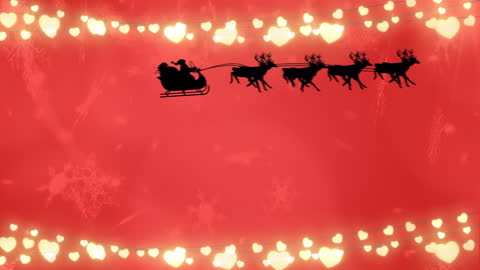 Festive Animation of Santa Claus with Reindeer and Lights