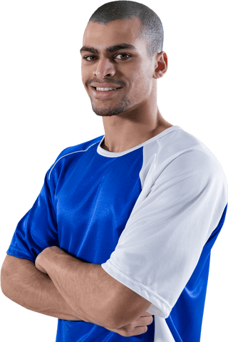 Athletic Young Football Player Transparency in Sporty Attire