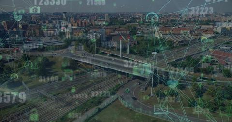 Digital Network Overlay Concept on Urban Cityscape