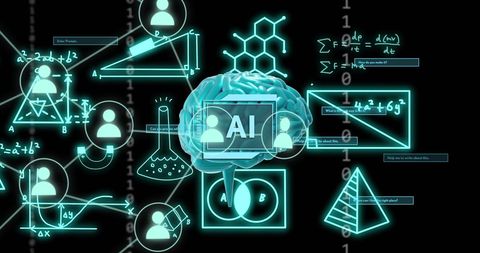 artificial intelligence brain with data and chemical symbols - Download Free Stock Images Pikwizard.com
