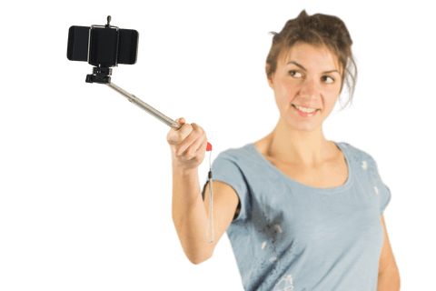 Smiling Woman Taking Selfie with Transparent Background - Download Free Stock Videos Pikwizard.com