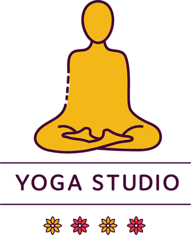 Meditating Figure and Yoga Studio Text on Transparent Background