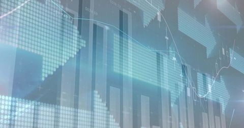 Digital data visualization with bar charts and lines