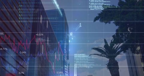 Dynamic Financial Charts with Urban Cityscape Background - Download Free Stock Images Pikwizard.com