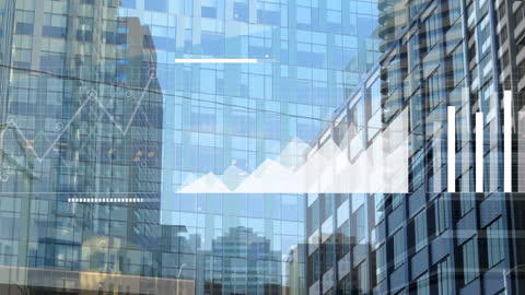 Digital Graphs and Maps Overlay on Modern Skyscrapers