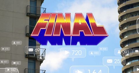 Final Social Media Notifications Over Urban Background