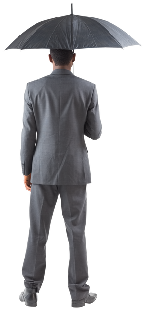 Rear View of Businessman Standing Under Transparent Umbrella - Download Free Stock Videos Pikwizard.com