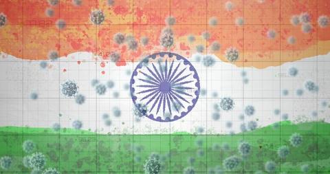 Composite of COVID-19 Cells and Statistics over Indian Flag Symbolizing Health Crisis - Download Free Stock Images Pikwizard.com