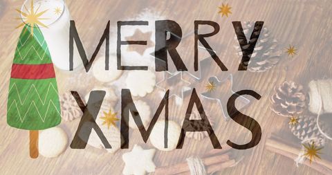 Festive Merry Xmas Graphic with Christmas Cookies