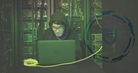 Cybersecurity Threat: Hacker Infiltrates Server Room Network - Download Free Stock Images Pikwizard.com