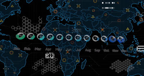 Futuristic Global Analytics Visualization on World Map