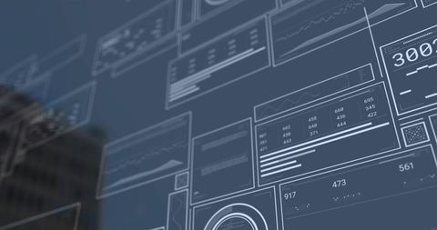 Futuristic ar interface with data visualization panels