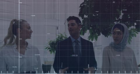 business team engaging in data analysis with futuristic overlay - Download Free Stock Images Pikwizard.com