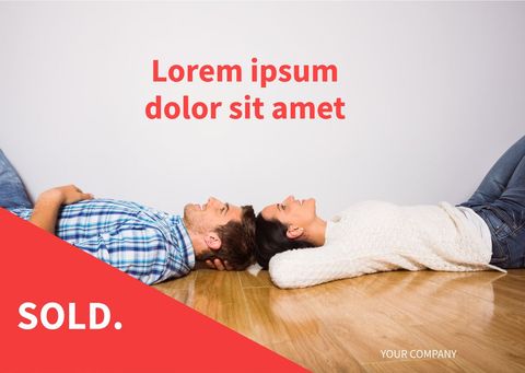 happy couple lying on wooden floor embracing new home purchase - Download Free Stock Templates Pikwizard.com