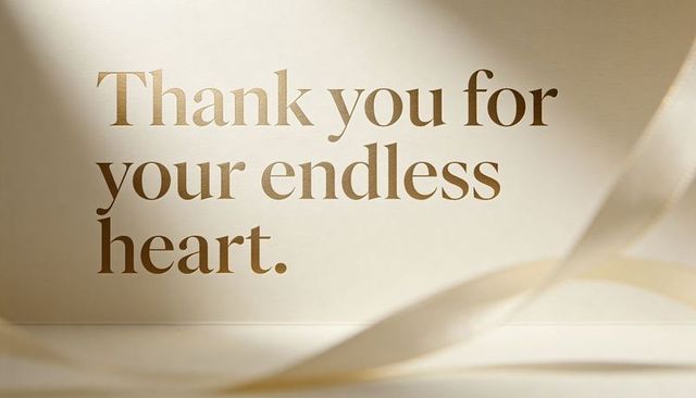 Gold foil thank you card with cream ribbon and warm metallic sheen