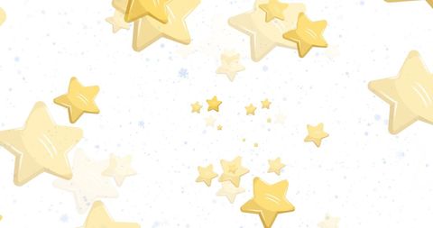 Golden stars on white background creating cheerful atmosphere