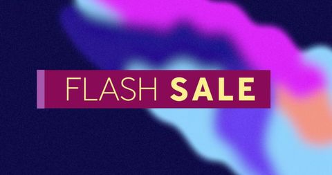 Vibrant flash sale announcement on blue background