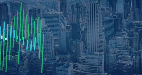 Abstract Digital Data Processing Over City Skyline - Download Free Stock Images Pikwizard.com