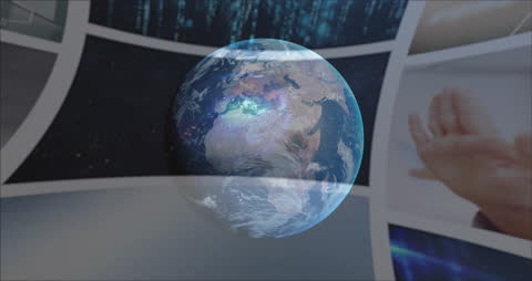 Globe Visualization Over Data Screens Reflecting Technology