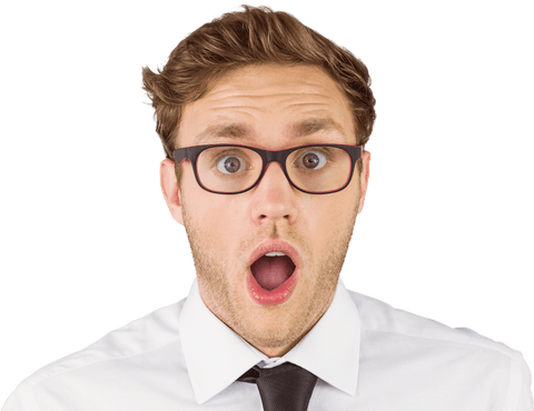 Surprised Businessman with Geeky Glasses on Transparent Background - Download Free Stock Videos Pikwizard.com