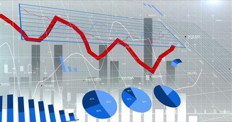 Abstract Data Processing with Dynamic Red Graph Line - Download Free Stock Images Pikwizard.com