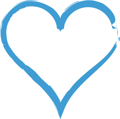 Blue heart illustration on transparent background with copy space