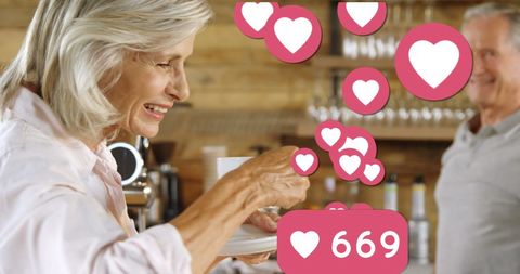 Elderly Woman Engaging with Social Media While Relaxing