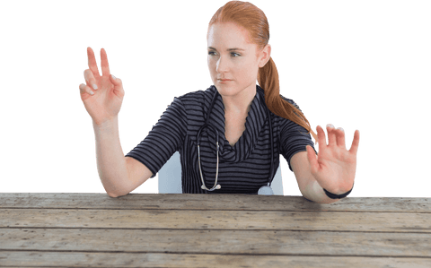 female doctor interacting with transparent interface over table - Download Free Stock Videos Pikwizard.com