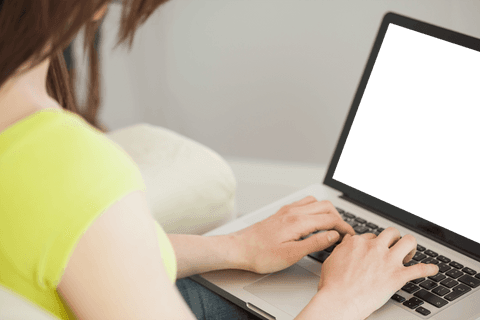 caucasian woman using laptop with blank screen transparent background - Download Free Stock Videos Pikwizard.com