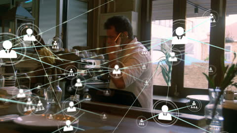 Business Network Connections Illustrated with Icons Overlay