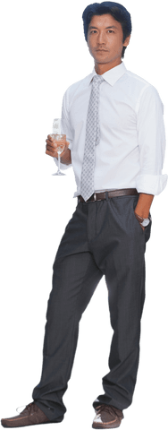 transparent confident man holding champagne flute and looking ahead - Download Free Stock Videos Pikwizard.com