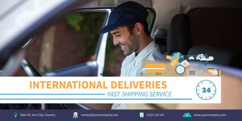 smiling delivery man in vehicle for reliable international logistics - Download Free Stock Templates Pikwizard.com
