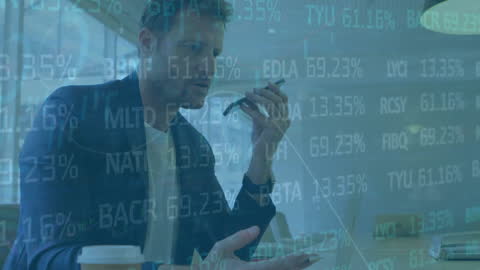 Businessman Engaging in Data Analysis with Smartphone