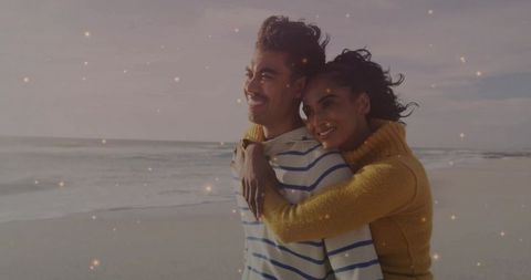 Romantic Beach Embrace at Twilight