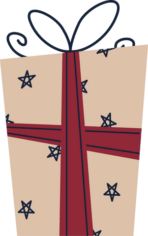 Transparent Background Gift Box with Star Signs and Bow Art