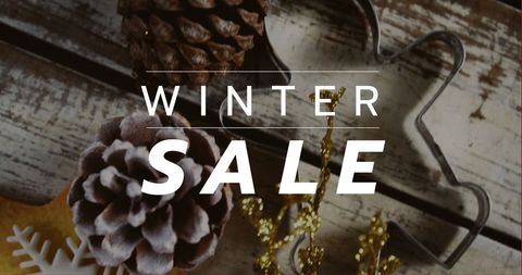 Winter Sale Announcement with Rustic Christmas Decorations