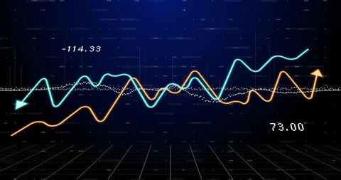 Futuristic Analytics Graph with Cyan-Orange Line Trends