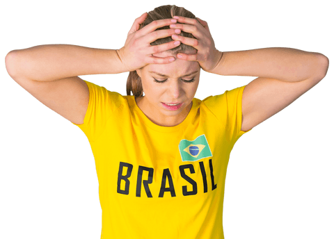 Disappointed Football Fan in Brazil T-Shirt Transparent Background