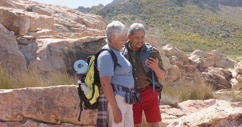 Active Senior Couple Exploring Nature with Smartphone GPS - Download Free Stock Images Pikwizard.com