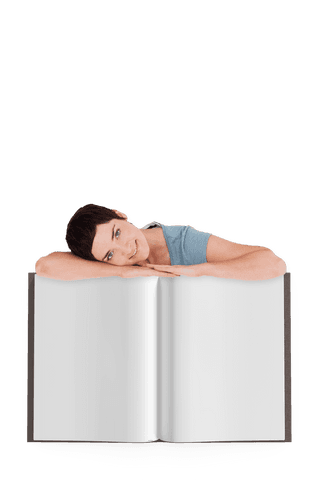 caucasian woman leaning on blank book with transparent background - Download Free Stock Videos Pikwizard.com
