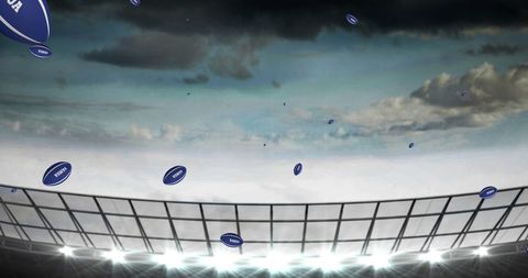 Samoa Rugby Balls Falling in Stadium Celebration Scene